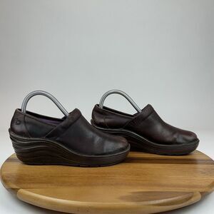 Womens Bionica Cardin Brown Leather Casual Comfort Slip On Wedges Shoes Size 8 M